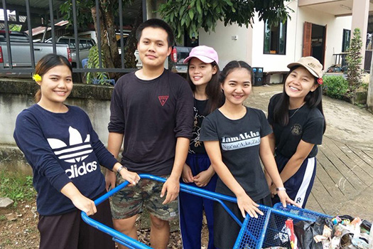 Toon cleaning Xavier Learning Community with her friends