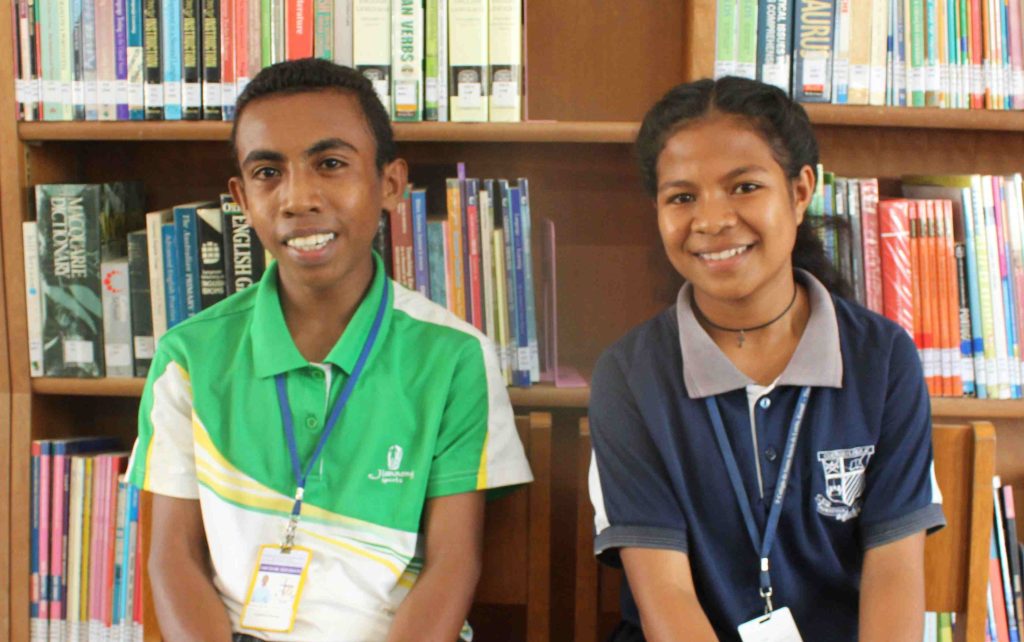 Two students from Loyola College, Timor Leste